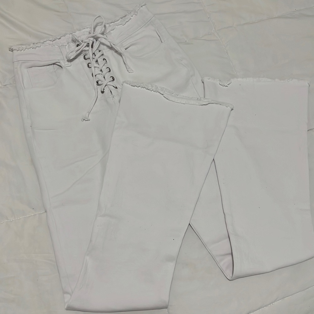 White flare jeans